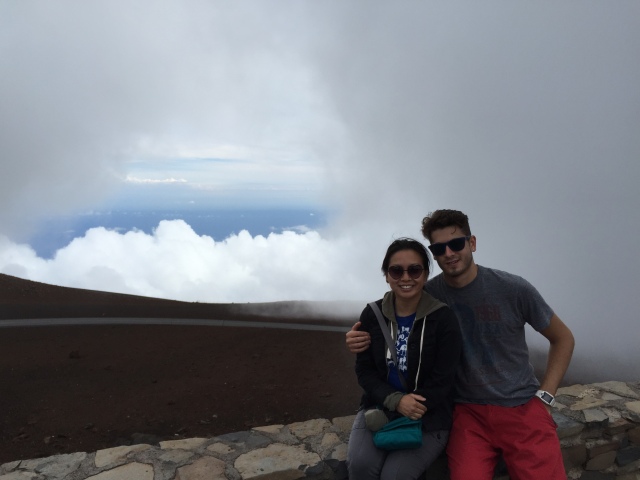 On the summit of Haleakala, one of Maui's dormant volcanoes. At 10,023 feet above sea level, we're also above the clouds!
