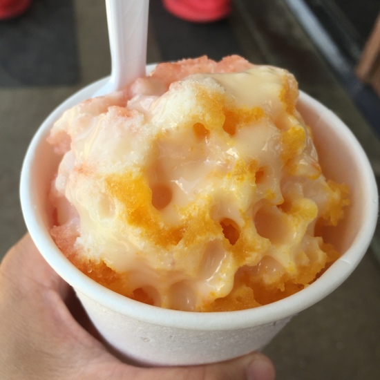 Shave ice made from real mango and guava purees from Your Kitchen in Holululu.